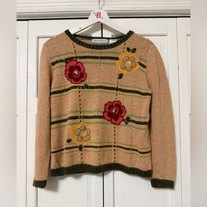 Alfred Dunner Floral Sweater Coastal Grandma Cottagecore Fairy Grunge Forest Y2K